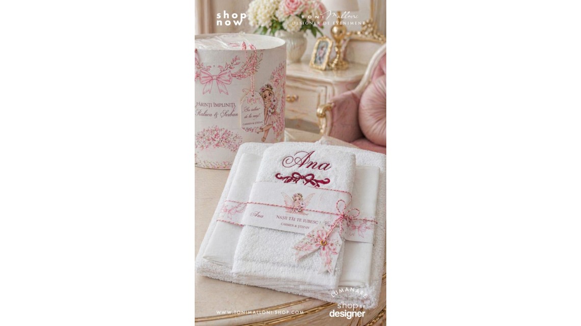 Trusou de Botez Bow Fairy Garden Personalizat pentru Fetițe 12